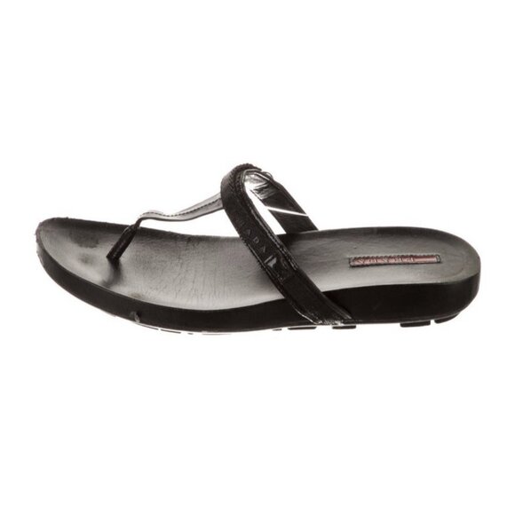 Prada Sport Authentic Solid Black Women’s Thong Flat Sandals Slides 11 41 - Picture 1 of 9